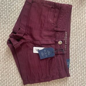 American Eagle Outfitters Red Jean Shorts Classic Fit